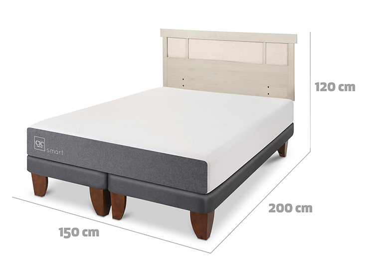 JUEGO DE DORMITORIO CIC CAMA EUROPEA SMART BD 2 PLAZAS + RESPALDO DUBLIN ALPINO - 3