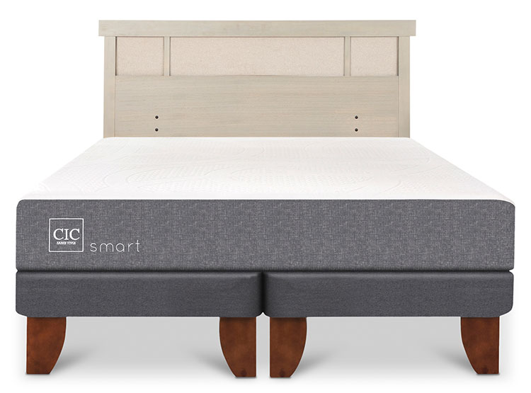 JUEGO DE DORMITORIO CIC CAMA EUROPEA SMART BD 2 PLAZAS + RESPALDO DUBLIN ALPINO - 1