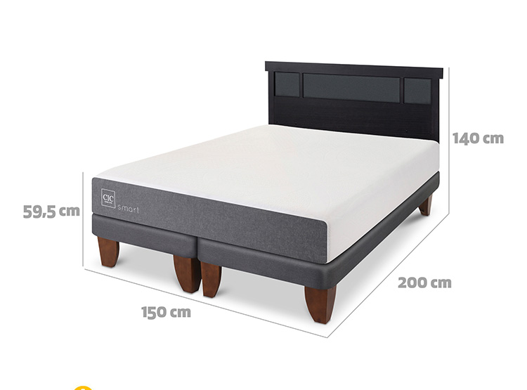 JUEGO DE DORMITORIO CIC CAMA EUROPEA SMART BD 2 PLAZAS + RESPALDO DUBLIN NEGRO - 3