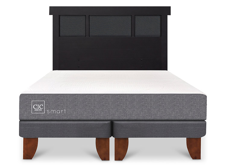 JUEGO DE DORMITORIO CIC CAMA EUROPEA SMART BD 2 PLAZAS + RESPALDO DUBLIN NEGRO - 1
