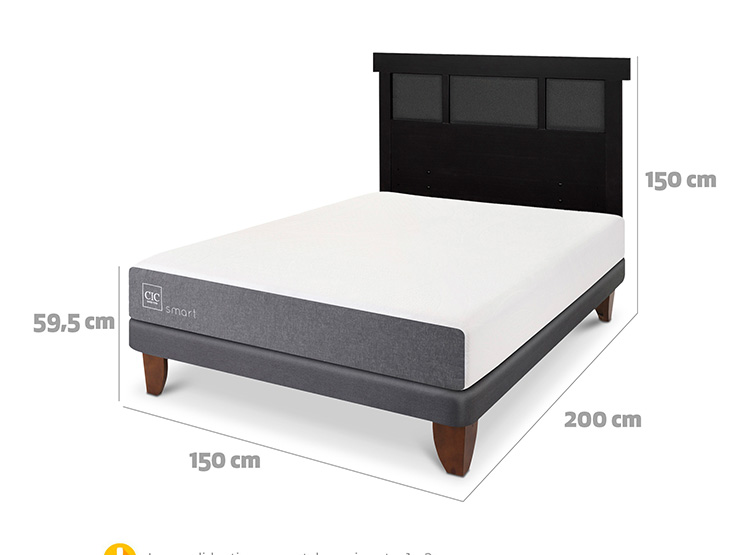 JUEGO DE DORMITORIO CIC CAMA EUROPEA SMART BN 2 PLAZAS + RESPALDO DUBLIN NEGRO - 3