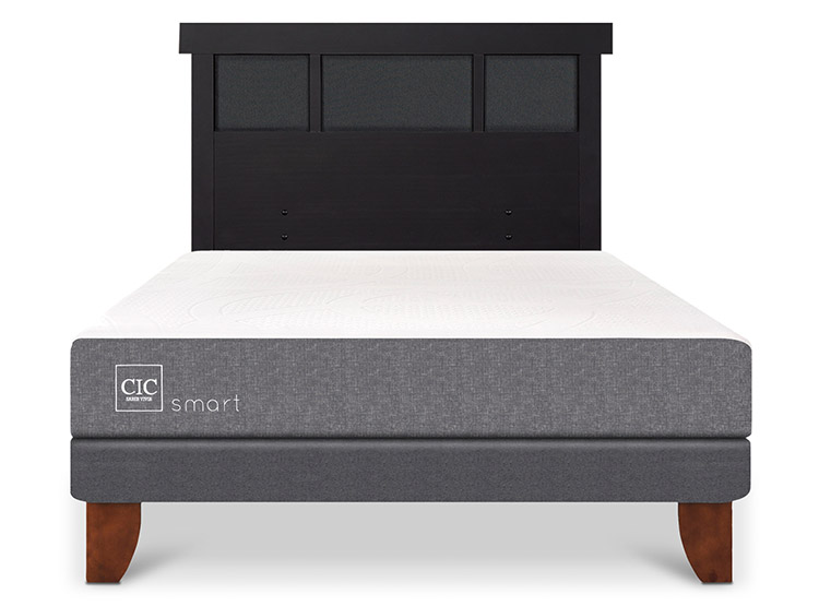 JUEGO DE DORMITORIO CIC CAMA EUROPEA SMART BN 2 PLAZAS + RESPALDO DUBLIN NEGRO - 1