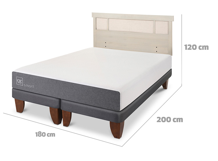 JUEGO DE DORMITORIO CIC CAMA EUROPEA SMART KING + RESPALDO DUBLIN ALPINO - 3