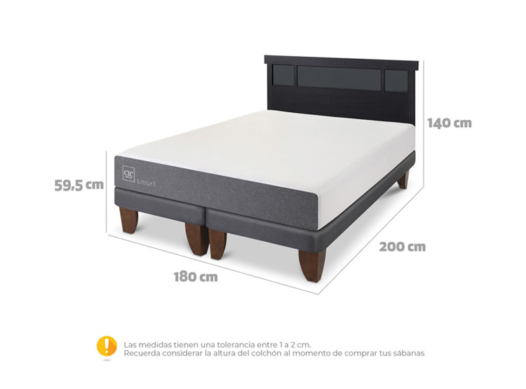 JUEGO DE DORMITORIO CIC CAMA EUROPEA SMART KING + RESPALDO DUBLIN NEGRO - 9