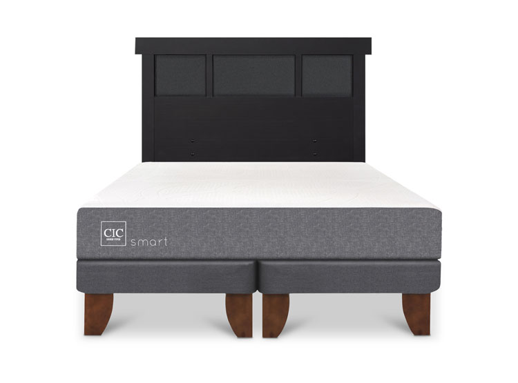 JUEGO DE DORMITORIO CIC CAMA EUROPEA SMART KING + RESPALDO DUBLIN NEGRO - 1
