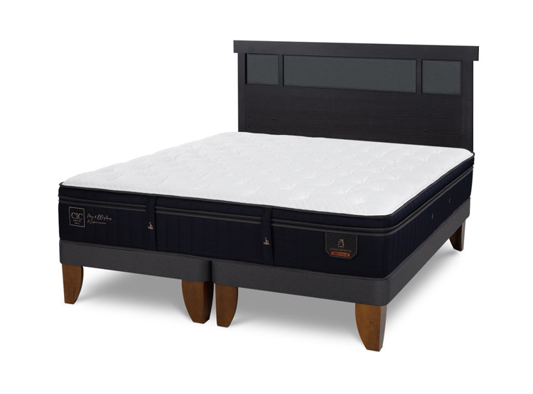 JUEGO DE DORMITORIO CIC CAMA EUROPEA SUPER PREMIUM BD 2 PLAZAS + RESPALDO DUBLIN NEGRO - 2
