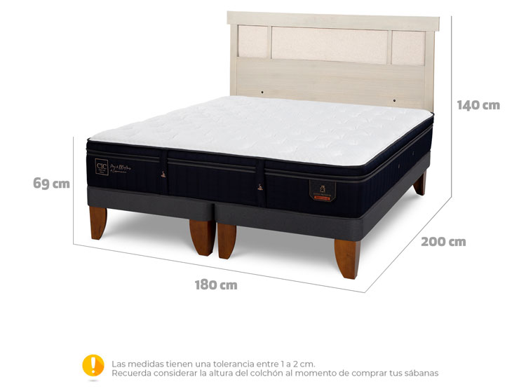 JUEGO DE DORMITORIO CIC CAMA EUROPEA SUPER PREMIUM KING + RESPALDO DUBLIN ALPINO - 8