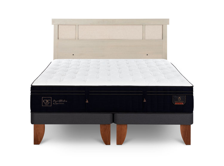 JUEGO DE DORMITORIO CIC CAMA EUROPEA SUPER PREMIUM KING + RESPALDO DUBLIN ALPINO - 1