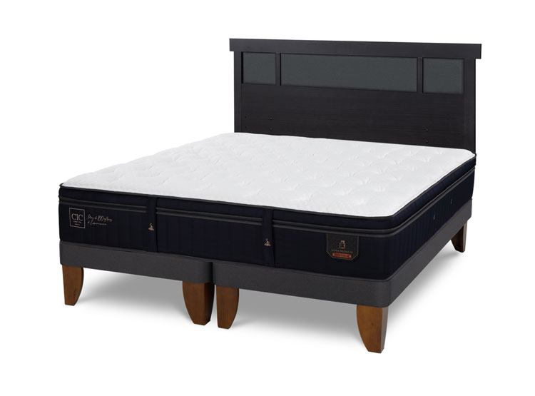 JUEGO DE DORMITORIO CIC CAMA EUROPEA SUPER PREMIUM KING + RESPALDO DUBLIN NEGRO - 2