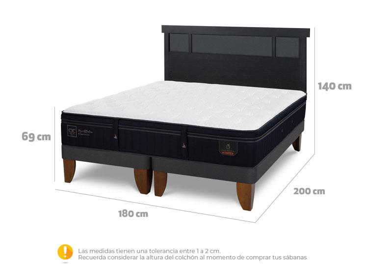 JUEGO DE DORMITORIO CIC CAMA EUROPEA SUPER PREMIUM KING + RESPALDO DUBLIN NEGRO - 9