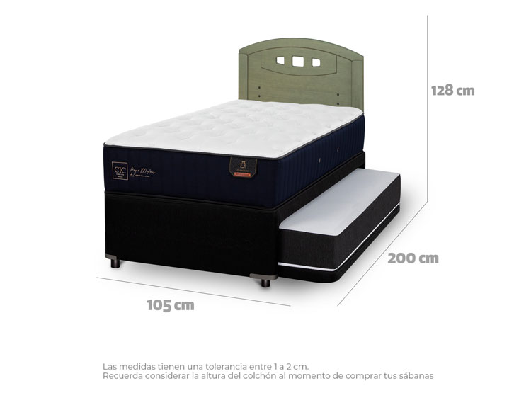 JUEGO DE DORMITORIO CIC CAMA DIVAN PREMIUM 1.5 PLAZAS NEGRO + RESPALDO GALES OLIVO - 9
