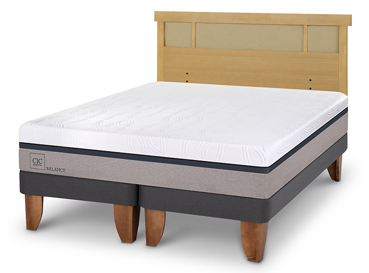 JUEGO DE DORMITORIO CIC CAMA EUROPEA BALANCE BD 2 PLAZAS + RESPALDO DUBLIN MOSTAZA - 2
