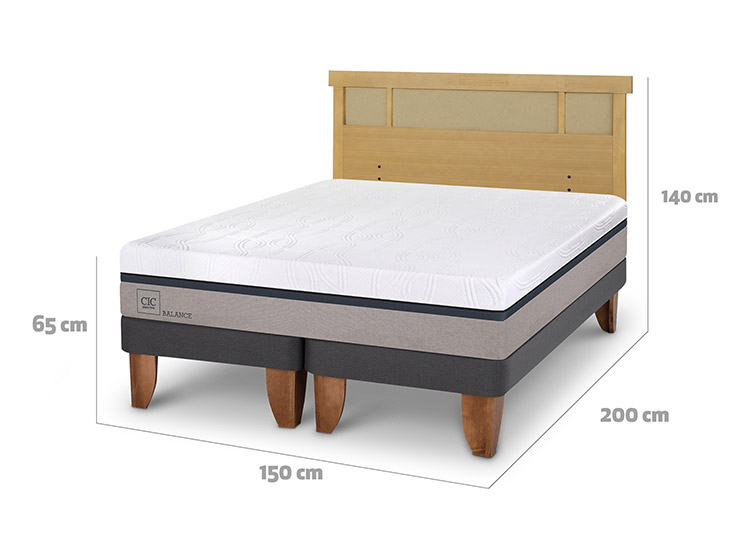 JUEGO DE DORMITORIO CIC CAMA EUROPEA BALANCE BD 2 PLAZAS + RESPALDO DUBLIN MOSTAZA - 3