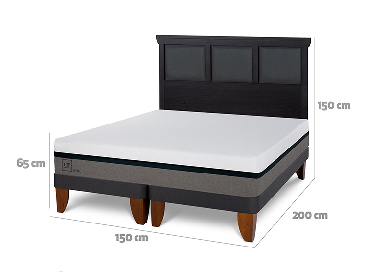 JUEGO DE DORMITORIO CIC CAMA EUROPEA BALANCE BD 2 PLAZAS + RESPALDO TORINO NEGRO - 3