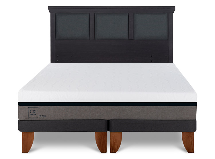 JUEGO DE DORMITORIO CIC CAMA EUROPEA BALANCE BD 2 PLAZAS + RESPALDO TORINO NEGRO - 1