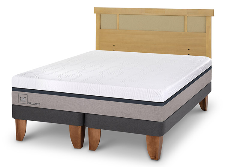 JUEGO DE DORMITORIO CIC CAMA EUROPEA BALANCE KING + RESPALDO DUBLIN MOSTAZA - 2