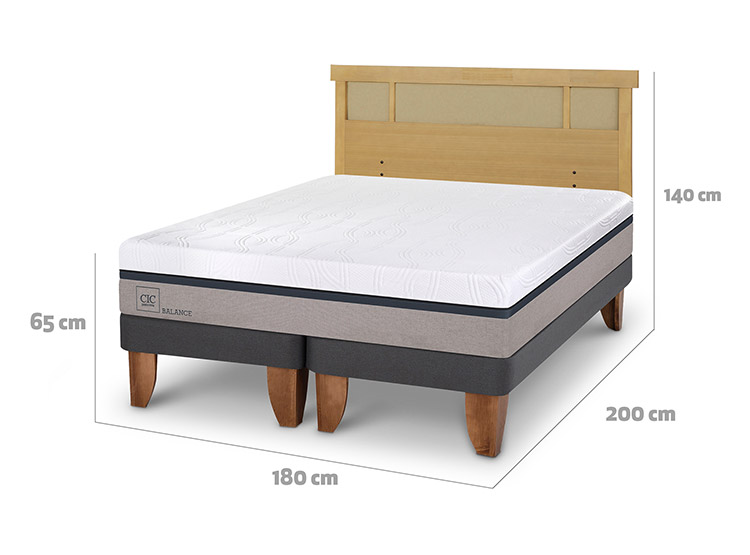 JUEGO DE DORMITORIO CIC CAMA EUROPEA BALANCE KING + RESPALDO DUBLIN MOSTAZA - 3