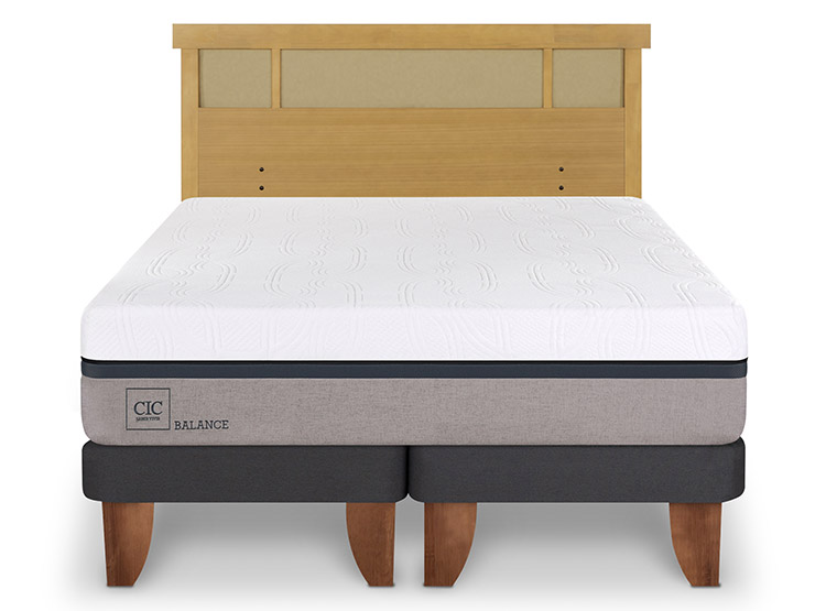 JUEGO DE DORMITORIO CIC CAMA EUROPEA BALANCE KING + RESPALDO DUBLIN MOSTAZA - 1
