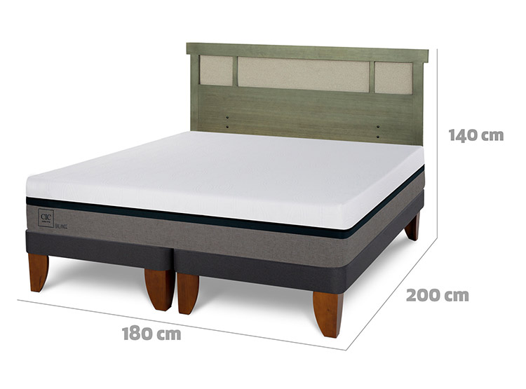 JUEGO DE DORMITORIO CIC CAMA EUROPEA BALANCE KING + RESPALDO DUBLIN OLIVO - 3