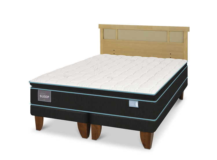 JUEGO DE DORMITORIO CIC CAMA EUROPEA GREEN SLEEP BD 2 PLAZAS + RESPALDO DUBLIN MOSTAZA - 2