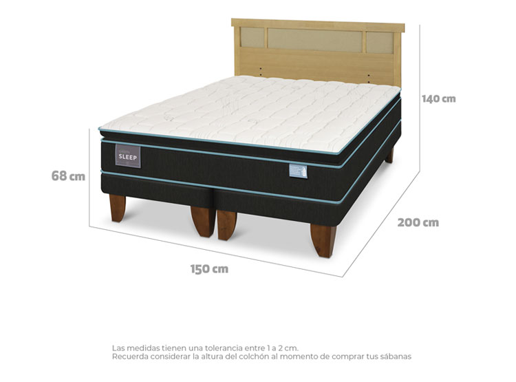 JUEGO DE DORMITORIO CIC CAMA EUROPEA GREEN SLEEP BD 2 PLAZAS + RESPALDO DUBLIN MOSTAZA - 7