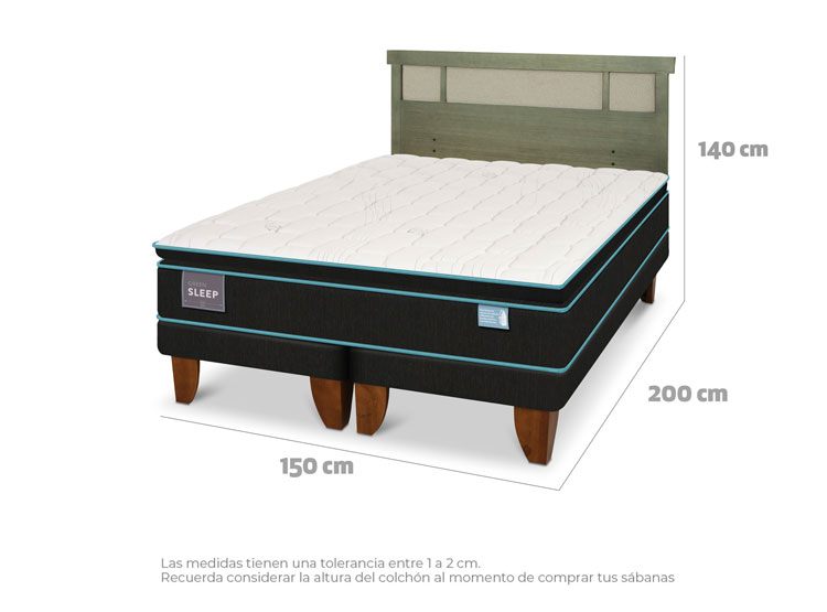 JUEGO DE DORMITORIO CIC CAMA EUROPEA GREEN SLEEP BD 2 PLAZAS + RESPALDO DUBLIN OLIVO - 8