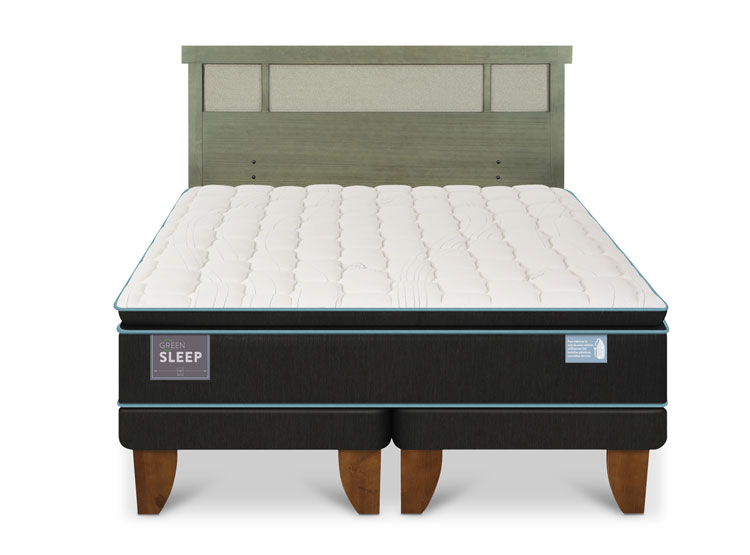 JUEGO DE DORMITORIO CIC CAMA EUROPEA GREEN SLEEP BD 2 PLAZAS + RESPALDO DUBLIN OLIVO - 1