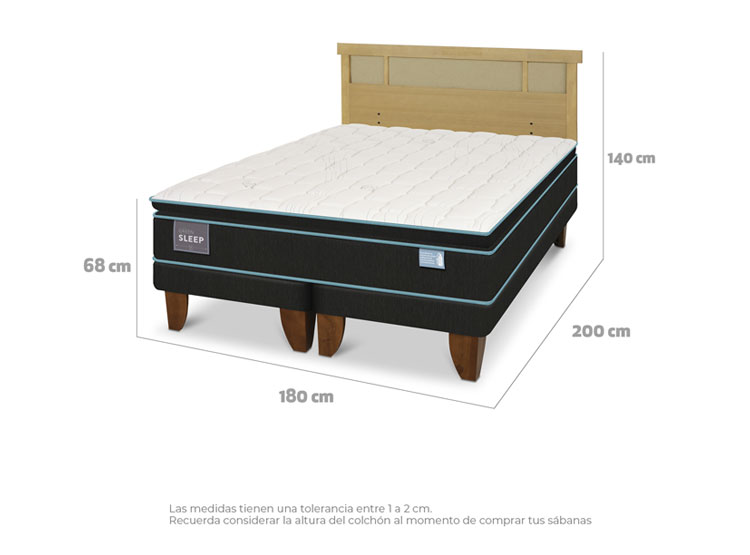 JUEGO DE DORMITORIO CIC CAMA EUROPEA GREEN SLEEP KING + RESPALDO DUBLIN MOSTAZA - 7