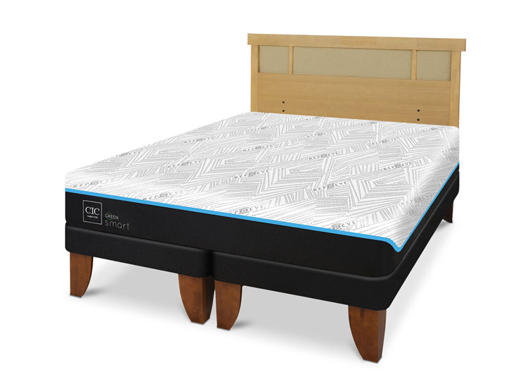 JUEGO DE DORMITORIO CIC CAMA EUROPEA GREEN SMART BD 2 PLAZAS + RESPALDO DUBLIN MOSTAZA - 2
