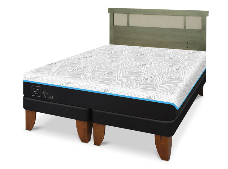 JUEGO DE DORMITORIO CIC CAMA EUROPEA GREEN SMART BD 2 PLAZAS + RESPALDO DUBLIN OLIVO - 2