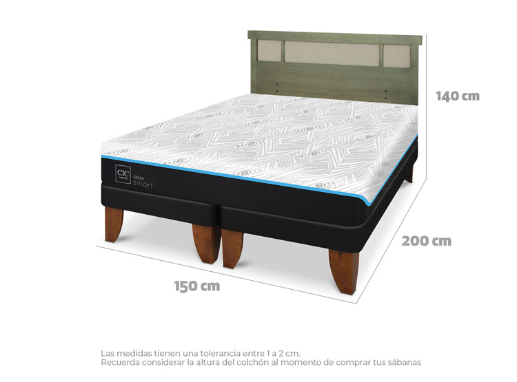 JUEGO DE DORMITORIO CIC CAMA EUROPEA GREEN SMART BD 2 PLAZAS + RESPALDO DUBLIN OLIVO - 3