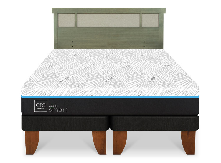 JUEGO DE DORMITORIO CIC CAMA EUROPEA GREEN SMART BD 2 PLAZAS + RESPALDO DUBLIN OLIVO - 1