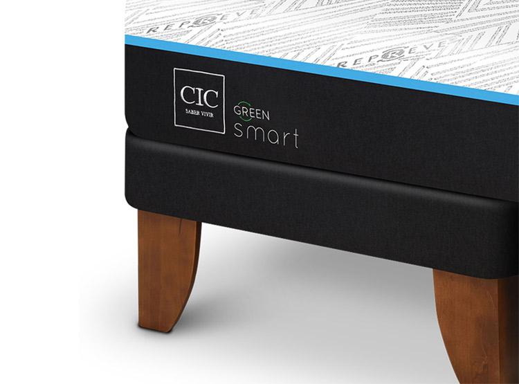 JUEGO DE DORMITORIO CIC CAMA EUROPEA GREEN SMART KING + RESPALDO DUBLIN MOSTAZA - 4