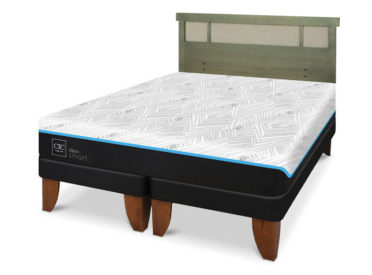 JUEGO DE DORMITORIO CIC CAMA EUROPEA GREEN SMART KING + RESPALDO DUBLIN OLIVO - 2