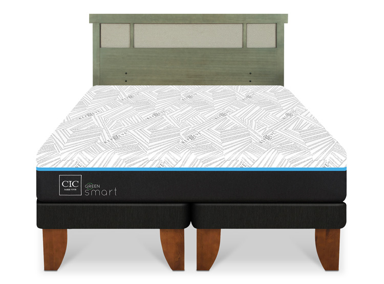 JUEGO DE DORMITORIO CIC CAMA EUROPEA GREEN SMART KING + RESPALDO DUBLIN OLIVO - 1