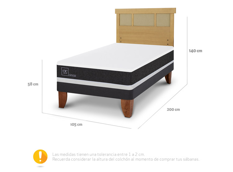 JUEGO DE DORMITORIO CIC CAMA EUROPEA ORTOPEDIC 1.5 PLAZAS + RESPALDO DUBLIN MOSTAZA - 3