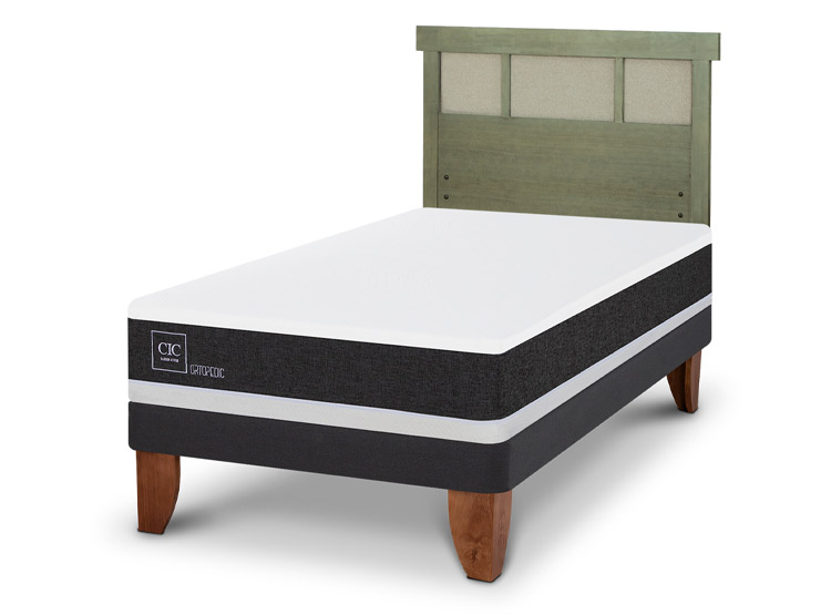 JUEGO DE DORMITORIO CIC CAMA EUROPEA ORTOPEDIC 1.5 PLAZAS + RESPALDO DUBLIN OLIVO - 2