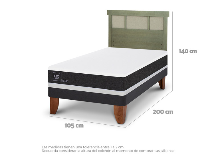 JUEGO DE DORMITORIO CIC CAMA EUROPEA ORTOPEDIC 1.5 PLAZAS + RESPALDO DUBLIN OLIVO - 3
