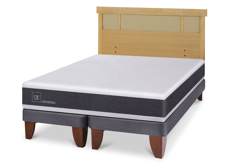JUEGO DE DORMITORIO CIC CAMA EUROPEA ORTOPEDIC BD 2 PLAZAS + RESPALDO DUBLIN MOSTAZA - 2