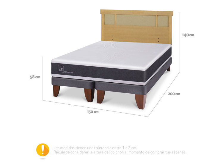 JUEGO DE DORMITORIO CIC CAMA EUROPEA ORTOPEDIC BD 2 PLAZAS + RESPALDO DUBLIN MOSTAZA - 3