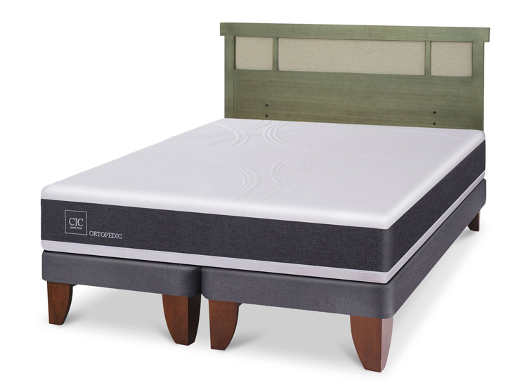 JUEGO DE DORMITORIO CIC CAMA EUROPEA ORTOPEDIC BD 2 PLAZAS + RESPALDO DUBLIN OLIVO - 2
