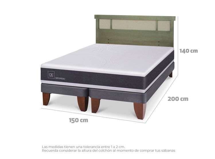 JUEGO DE DORMITORIO CIC CAMA EUROPEA ORTOPEDIC BD 2 PLAZAS + RESPALDO DUBLIN OLIVO - 3