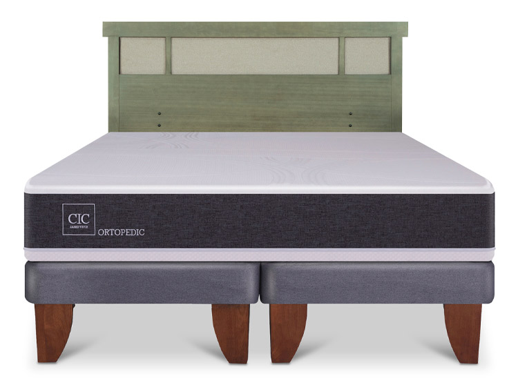 JUEGO DE DORMITORIO CIC CAMA EUROPEA ORTOPEDIC BD 2 PLAZAS + RESPALDO DUBLIN OLIVO - 1