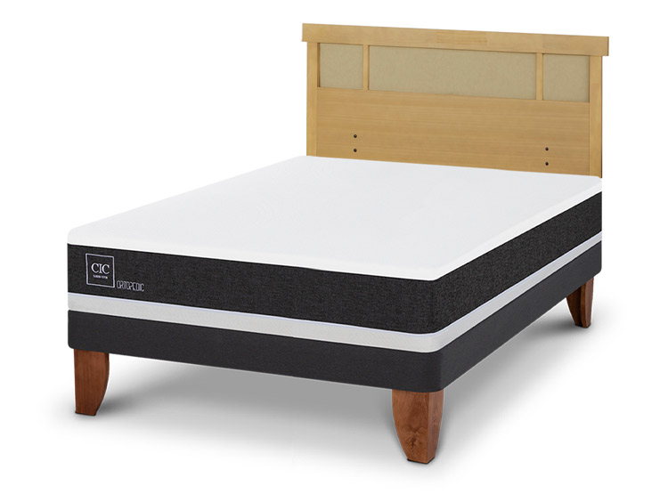 JUEGO DE DORMITORIO CIC CAMA EUROPEA ORTOPEDIC BN 2 PLAZAS + RESPALDO DUBLIN MOSTAZA - 2