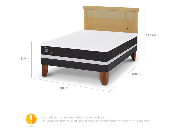 JUEGO DE DORMITORIO CIC CAMA EUROPEA ORTOPEDIC BN 2 PLAZAS + RESPALDO DUBLIN MOSTAZA - 3