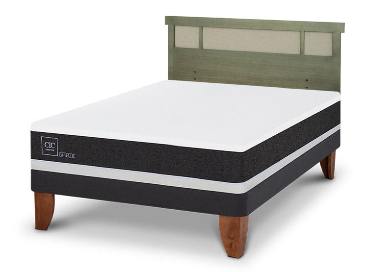 JUEGO DE DORMITORIO CIC CAMA EUROPEA ORTOPEDIC BN 2 PLAZAS + RESPALDO DUBLIN OLIVO - 2