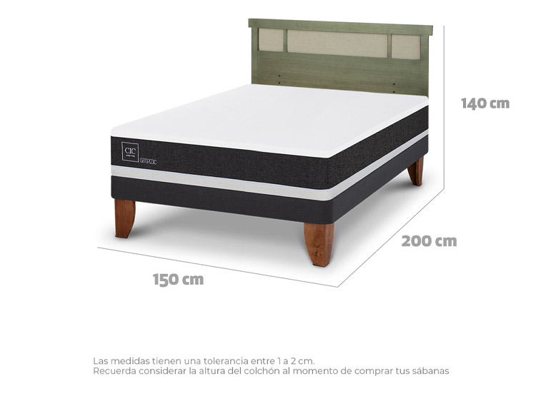 JUEGO DE DORMITORIO CIC CAMA EUROPEA ORTOPEDIC BN 2 PLAZAS + RESPALDO DUBLIN OLIVO - 3