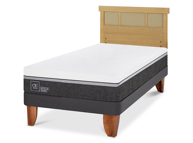 JUEGO DE DORMITORIO CIC CAMA EUROPEA ORTOPEDIC ADVANCE 1.5 PLAZAS + RESPALDO DUBLIN MOSTAZA - 2