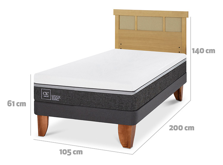 JUEGO DE DORMITORIO CIC CAMA EUROPEA ORTOPEDIC ADVANCE 1.5 PLAZAS + RESPALDO DUBLIN MOSTAZA - 3