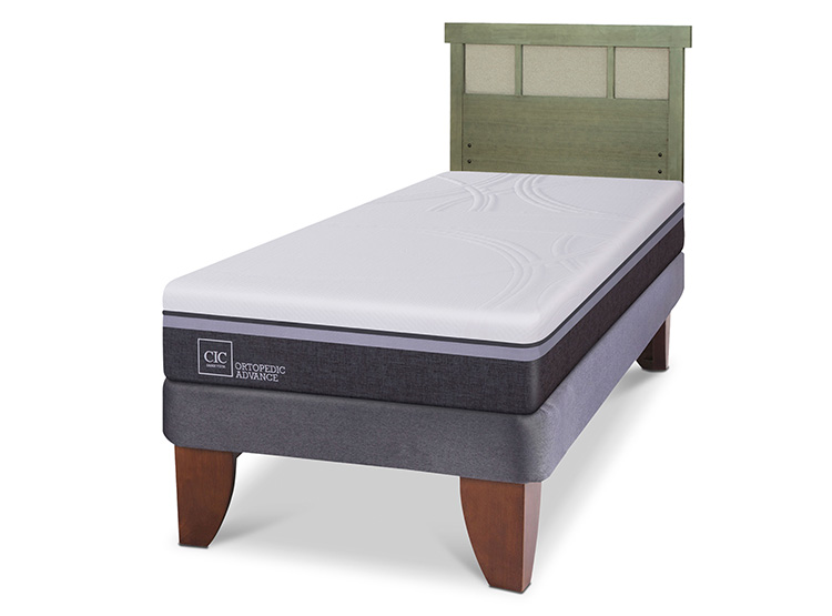 JUEGO DE DORMITORIO CIC CAMA EUROPEA ORTOPEDIC ADVANCE 1.5 PLAZAS + RESPALDO DUBLIN OLIVO - 2
